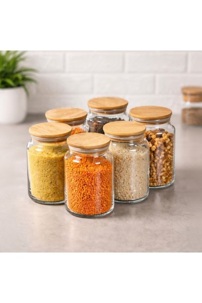 Genel Markalar Etiketli 935 ml vakumlu kapaklı 6'lı cam kavanoz seti