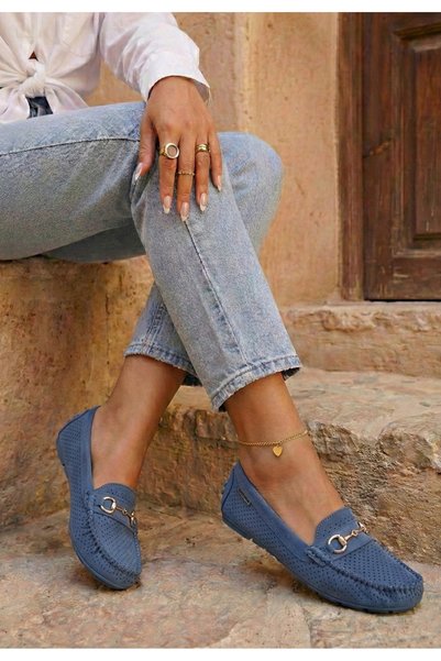 B T Shoes Mocasini dama Aishani albastri