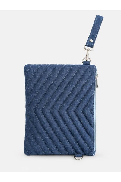 lalettobags Women's Blue Denim Embossed Portfolio & Clutch Bag