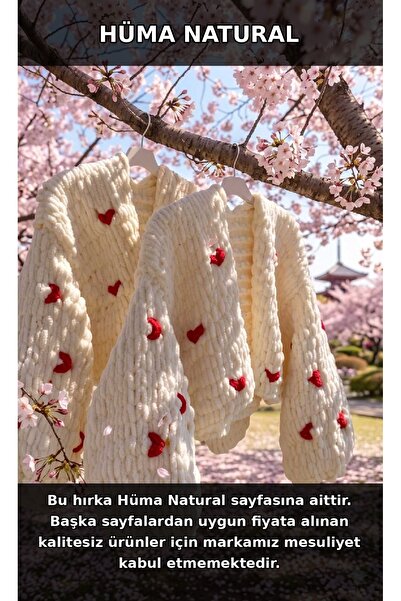 HÜMANATURAL Hand Knitted Cream Heart Detailed Puffy Cardigan Chunky Cardigan Pinterest Cardigan