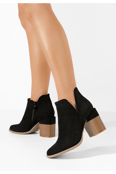 B T Shoes Botine cu toc gros Camelia negre