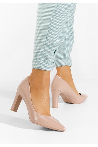 B T Shoes Pantofi cu toc lacuiti Devina bej