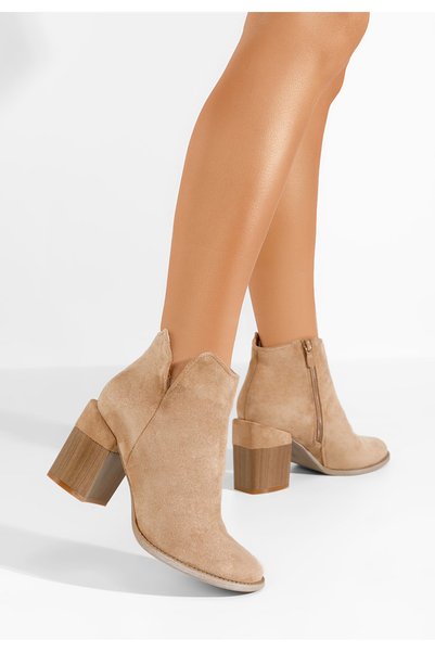 B T Shoes Botine cu toc gros Paletia kaki