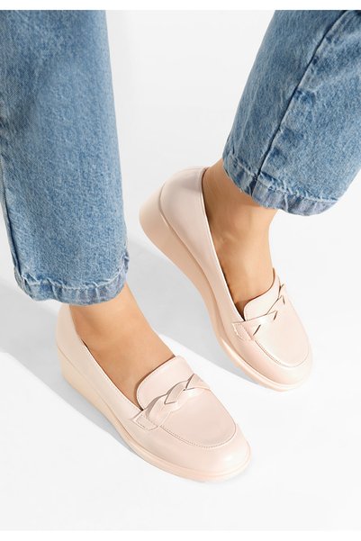 B T Shoes Mocasini cu platforma Cala bej