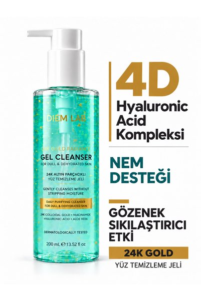 DIEM LAB 24K Altın Parçacıklı 4D Nem Kompleksi,Gözenek Sıkılaştırıcı Yüz Temi...