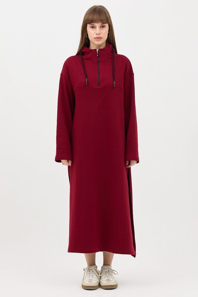 QANU Zippered Sweatshirt Claret Red