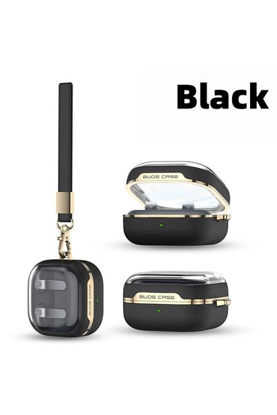 Choice For Buds 4 4Pro Black Luxury Leather Pattern Design For Samsung Galaxy...