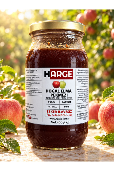 Yarımada Bahçe YB Doğal Elma Pekmezi Şeker Ilavesiz Apple Molasses 400 gr Cam