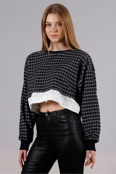 Generic Brand Bluză crop - Albastru închis |   F1544 - Albastru marin
