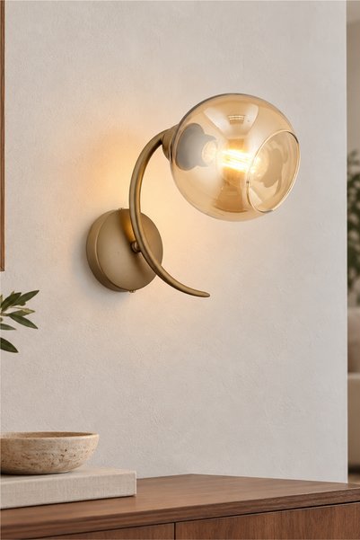 Apliqa Pireal Tekli Eskitme Bal Camlı Modern Yatak Başı, Salon Aplik