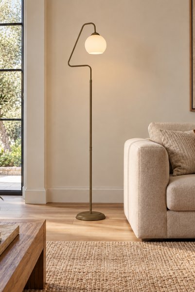 Apliqa Seül Beyaz Camlı Eskitme Modern Tasarım Metal Lambader