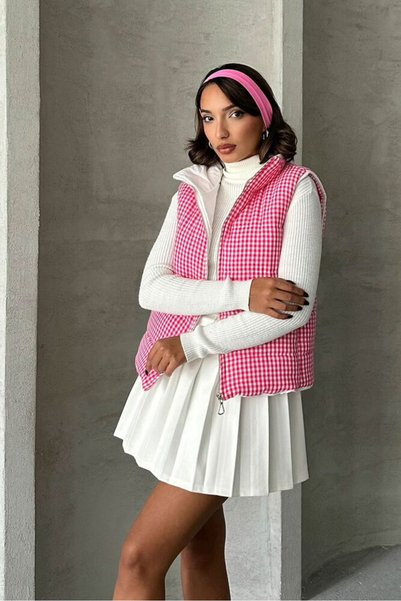 Generic Brand Vestă din fibră cu model Pitikale - Fucsia |   Vmf1740 - Fucsia