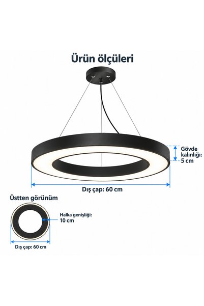 LEKOLED DEKORATİF HALKA ARMATÜR 60CM GÜNIŞIĞI 3000K