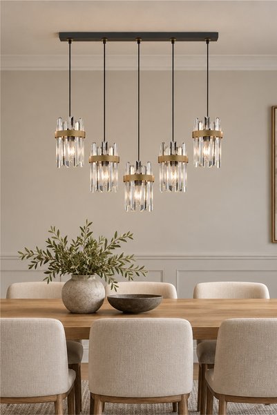 Apliqa Apatit 5'li Sıralı Siyah Eskitme Kristal Taşlı Modern Koridor Yatak Od...