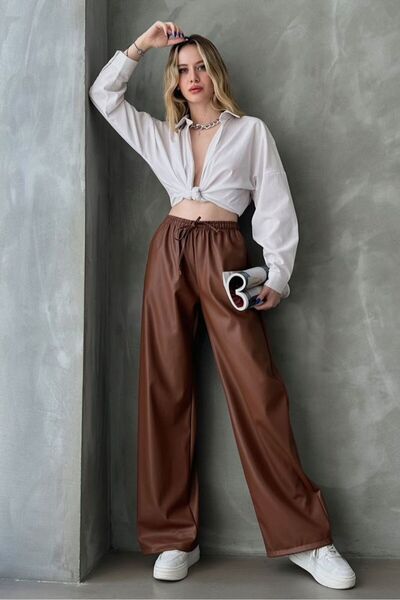 VERYMODA Pantaloni din piele - Maro |   F1571 - Maro