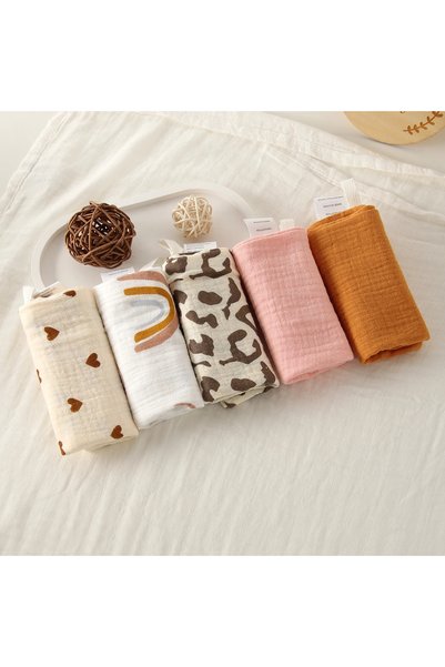 Choice9 5Pcs-love 、3/5Pcs 6-Layer Pure Cotton Baby Cotton Washcloth Soft Gauz...