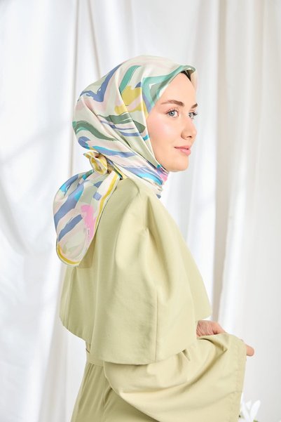 Silk Home Twill İpek Eşarp Soyut Su Yeşili