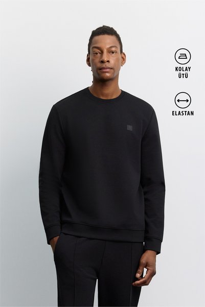 Avva Erkek Siyah Bisiklet Yaka Kolay Ütülenen İnterlok Regular Fit Sweatshirt...