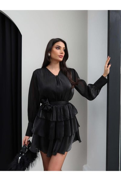ESRAHELVACI Rose Belt Detailed Jacquard Mini Dress