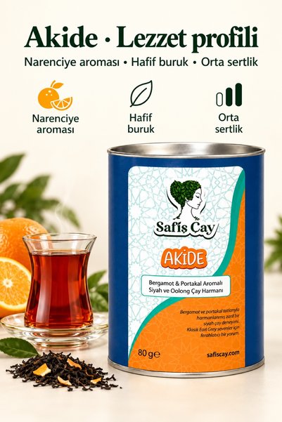 Safiş Çay Akide Bergamot ve Portakal Aromalı Siyah Oolong Çay Harmanı 80 g