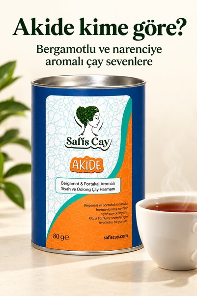 Safiş Çay Akide Bergamot ve Portakal Aromalı Siyah Oolong Çay Harmanı 80 g