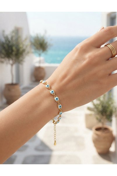 TLSMACCESORIES XUPING NAZAR BONCUKLU ÇELİK BİLEKLİK GOLD