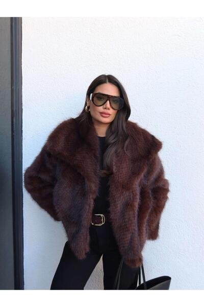 ESRAHELVACI Imported Shawl Collar Jacquard Faux Fur