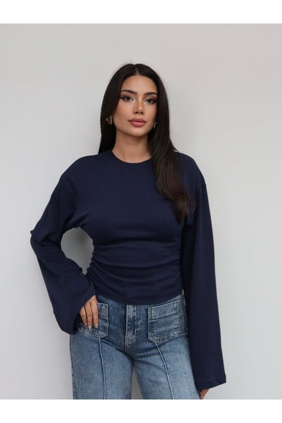 ESRAHELVACI Side Gathered Long Sleeve Blouse
