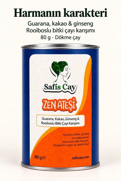 Safiş Çay Zen Ateşi Guarana Kakao Ginseng ve Rooiboslu Bitki Çayı Karışımı 80 g