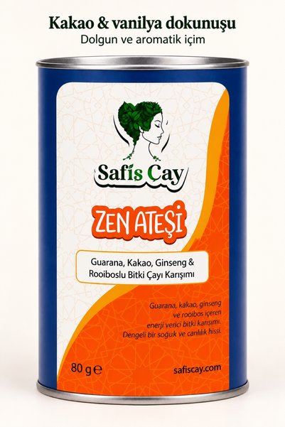 Safiş Çay Zen Ateşi Guarana Kakao Ginseng ve Rooiboslu Bitki Çayı Karışımı 80 g