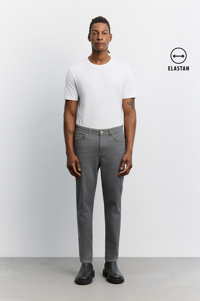 Avva Erkek Gri Eskitme Yıkamalı Pamuklu Elastan Comfort Slim Fit Jean Pantolo...