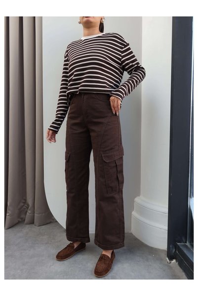 ESRAHELVACI Denim Folded-Cuff Cargo Pants