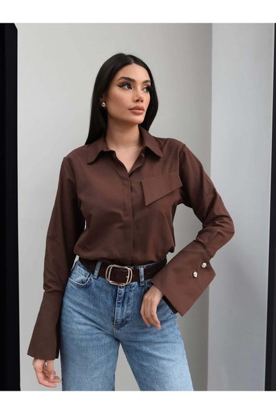 ESRAHELVACI Coffee-Colored Cuff Shirt