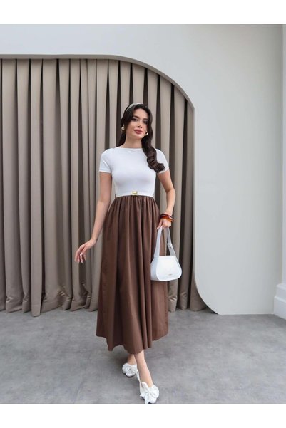 ESRAHELVACI Short Sleeve Flared Skirt Dress