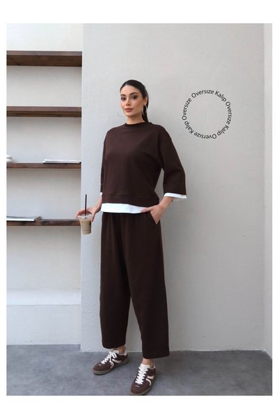 ESRAHELVACI Contrast Detail Sweat Pants Set