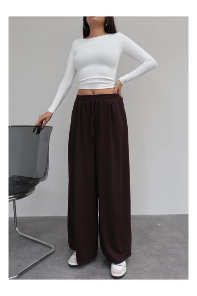ESRAHELVACI Elastic Waist Modal Wide Leg Trousers