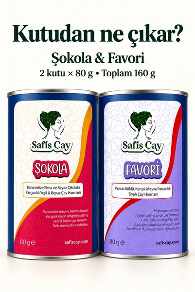 Safiş Çay Dengeli Lezzet Paketi Şokola ve Favori Meyvemsi Dökme Çay Seti 2 x 80 g