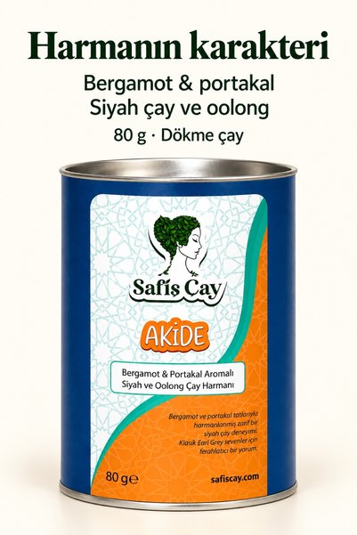Safiş Çay Akide Bergamot ve Portakal Aromalı Siyah Oolong Çay Harmanı 80 g