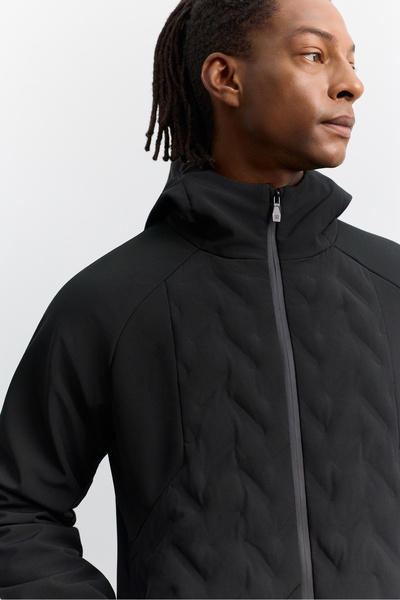 Avva Men's Black Hooded Collar Windproof Water Repellent Comfort Fit Coat A62Y6191