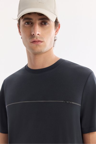 Avva Men's Anthracite Crew Neck Printed Soft Touch Regular Fit T-Shirt A61Y1060