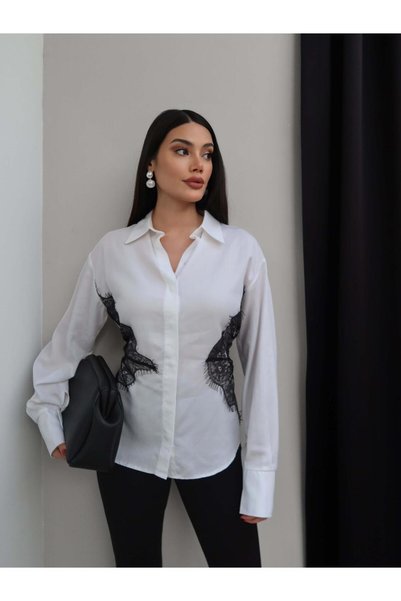 ESRAHELVACI Lace Detail Back Tie-Detail Shirt