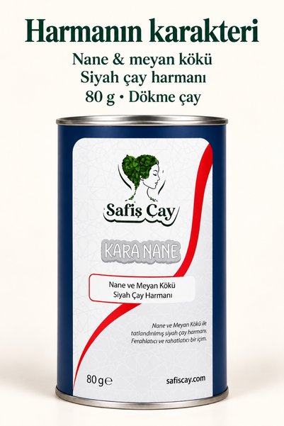 Safiş Çay Kara Nane Nane ve Meyan Köklü Siyah Çay Harmanı 80 g
