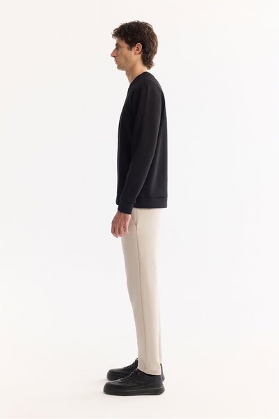 Avva Erkek Siyah Bisiklet Yaka Pamuklu Bi-Stretch Regular Fit Sweatshirt A52Y1271