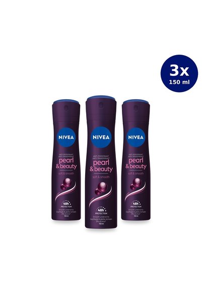 NIVEA Women's Spray Deodorant Pearl&Beauty Fine Fragrance 150ml, X3 Pieces