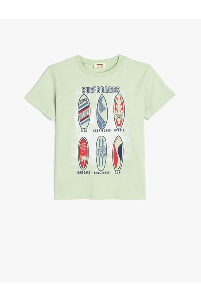 Koton Crew Neck Surf Printed Cotton T-Shirt