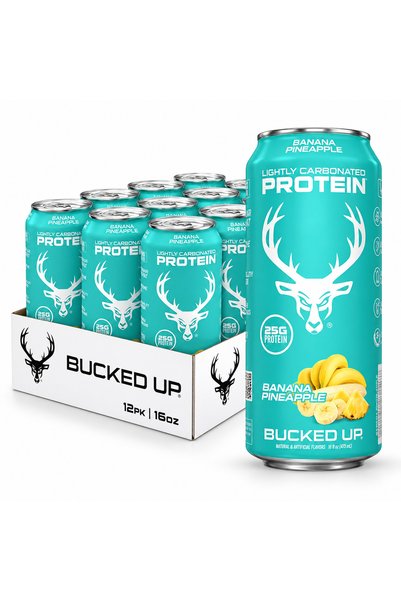 BUCKED UP مشروب بروتين الموز والأناناس، 25 جرام بروتين، غازي خفيف من بوكد أب،...