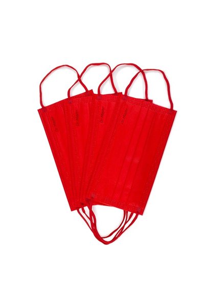 THK Set of 50 pieces Dr Mayer medical mask, 4 layers, 3 pleats, full color Red