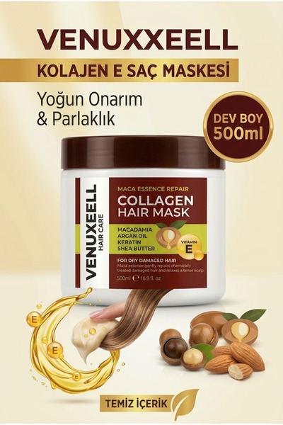 Venuxeell Collagen Hair Mask 500 ml - Intensive Repair Moisturizing Treatment...