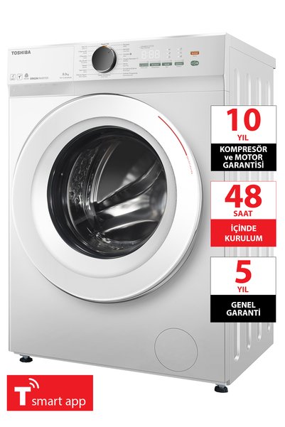 Toshiba Dalga Teknolojisi Ai Desteği Nano Kabarcık 8 Kg 1400 Devir Çamaşır Makinesi Beyaz TW-T21BU90UWTR(WW)