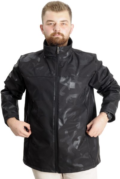 ModeXL Mode XL Plus Size pentru bărbați Softshell impermeabil 23232 Negru